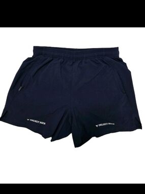 Under Armour Project Rock 5" Woven Training Shorts Mens Medium Navy Blue 1380178